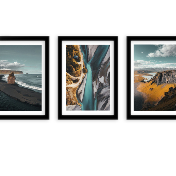 Kit 3 Quadros Decorativos Com Molduras Horizonte Montanhas