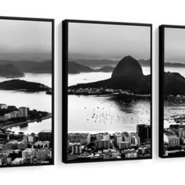 Kit 3 Quadros Decorativos Corcovado Rio De Janeiro Moldura 60