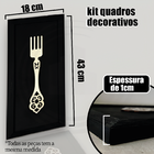 Kit 3 Quadros Decorativos Cozinha Utensilios Talheres 43x18cm