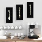 Kit 3 Quadros Decorativos Cozinha Utensilios Talheres 43x18cm