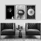 Kit 3 Quadros Decorativos Dente De Leão Preto E Branco