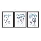 Kit 3 Quadros Decorativos Dentes Azul