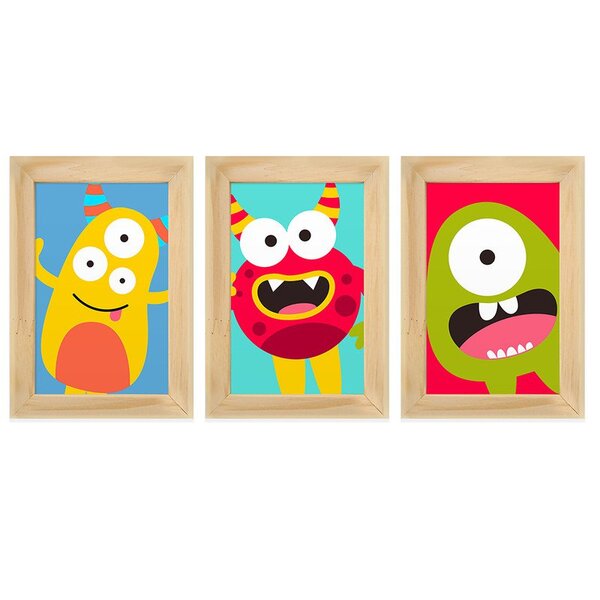 Kit 3 Quadros Decorativos Desenhos Infantil Criança Quarto Co