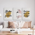 Kit 3 Quadros Decorativos Esmalte Brilho 33x24cm Moldura:made