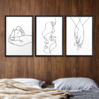 Kit 3 Quadros Decorativos Família Casal Minimalista