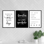 Kit 3 Quadros Decorativos Família E Café 45x34cm - Com Vidro