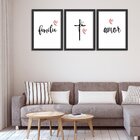 Kit 3 Quadros Decorativos Familia Fé Amor