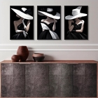 Kit 3 Quadros Decorativos Fashion Damas Em Preto E Branco 45x