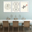 Kit 3 Quadros Decorativos Fé