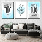 Kit 3 Quadros Decorativos Fé E Gratidão Azul E Cinza 45x34cm