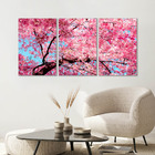 Kit 3 Quadros Decorativos Flores Sakuras Cerejeiras