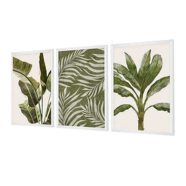Kit 3 Quadros Decorativos Folhagens Plantas Verdes