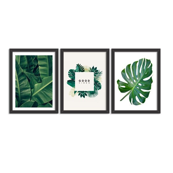 Kit 3 Quadros Decorativos Folhas Verde Natureza Vibes