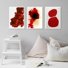 Kit 3 Quadros Decorativos Formas Abstratas Vermelhos 45x34cm