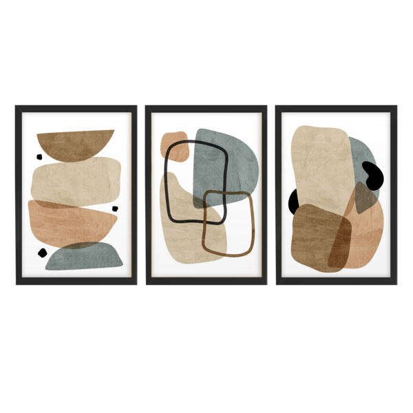 Kit 3 Quadros Decorativos Formas Jogo Moderno
