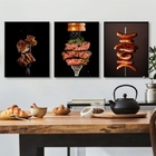 Kit 3 Quadros Decorativos Fotografias Churrasco 33x24cm - Com