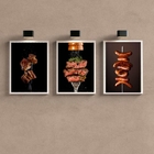 Kit 3 Quadros Decorativos Fotografias Churrasco 45x34cm - Com