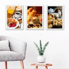 Kit 3 Quadros Decorativos Fotografias De Café da manhã 33x24c