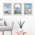 Kit 3 Quadros Decorativos Fotografias Janelas praia 45x34cm -