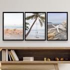 Kit 3 Quadros Decorativos Fotografias Praia soft 24x18cm Mold