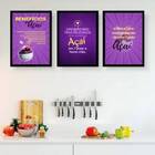 Kit 3 Quadros Decorativos Frases Açaí 33x24cm Moldura:madeira