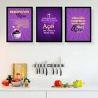 Kit 3 Quadros Decorativos Frases Açaí 33x24cm Moldura:madeira