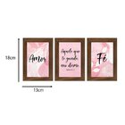 Kit 3 Quadros Decorativos Frases Amor Fé Com Moldura