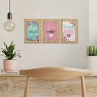 Kit 3 Quadros Decorativos Frases Deus Fé Flores Sala