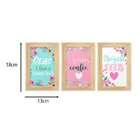 Kit 3 Quadros Decorativos Frases Deus Fé Flores Sala