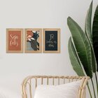 Kit 3 Quadros Decorativos Frases Folhas Moderno Sala