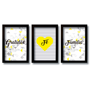 Kit 3 Quadros Decorativos Frases Gratidao Fe Familia Leroy Merlin
