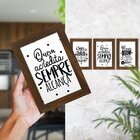 Kit 3 Quadros Decorativos Frases Motivação Fé Preto E Branco