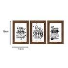 Kit 3 Quadros Decorativos Frases Motivação Fé Preto E Branco