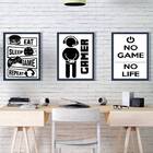 Kit 3 Quadros Decorativos Gamer 33x24cm Moldura:madeira Preta