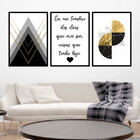 Kit 3 Quadros Decorativos Geométrico Eu Me Lembro 45x34cm - M