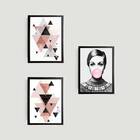 Kit 3 Quadros Decorativos Geométrico Twiggy 33x24cm - Com Vid