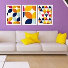 Kit 3 Quadros Decorativos Geométricos Coloridos