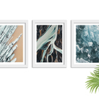 Kit 3 Quadros Decorativos Grandes Com Molduras Praia Marmore