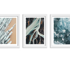 Kit 3 Quadros Decorativos Grandes Com Molduras Praia Marmore