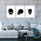 Kit 3 Quadros Decorativos Grunge Skull