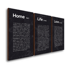 Kit 3 Quadros Decorativos Home Life Love 50x90cm