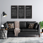 Kit 3 Quadros Decorativos Home Life Love 50x90cm