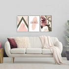 Kit 3 Quadros Decorativos Home Peônia Rose 40x60cm