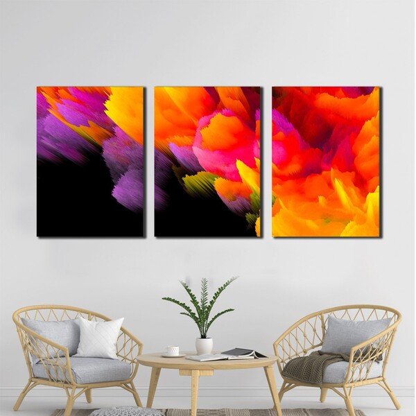 Kit 3 Quadros Decorativos Laranja Abstrato