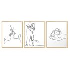 Kit 3 Quadros Decorativos Linhas Minimalista Família