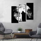 Kit 3 Quadros Decorativos Lobo Uivando Para A Lua