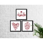 Kit 3 Quadros Decorativos Love Vermelho