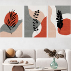 Kit 3 Quadros Decorativos Luxo Terracota Folhagem