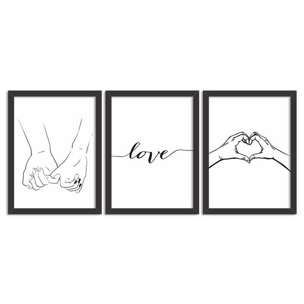 Kit 3 Quadros Decorativos Mãos Love