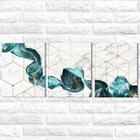 Kit 3 Quadros Decorativos Mármore Abstrato Azul